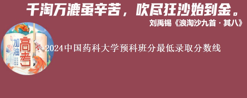 2024中國藥科大學(xué)預(yù)科班分最低錄取分數(shù)線