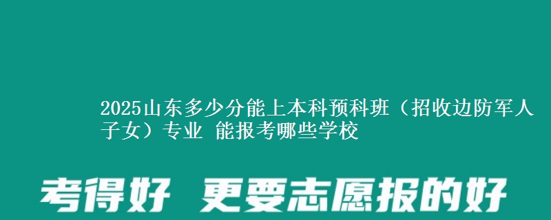 2025山東多少分能上本科預(yù)科班（招收邊防軍人子女）專業(yè) 能報(bào)考哪些學(xué)校