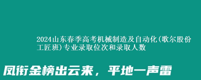 2024山東春季高考機械制造及自動化(歌爾股份工匠班)專業(yè)錄取位次和錄取人數(shù)