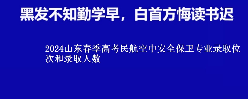 2024山東春季高考民航空中安全保衛(wèi)專業(yè)錄取位次和錄取人數(shù)