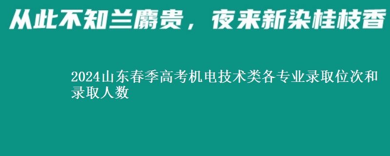 2024山東春季高考機電技術(shù)類各專業(yè)錄取位次和錄取人數(shù)