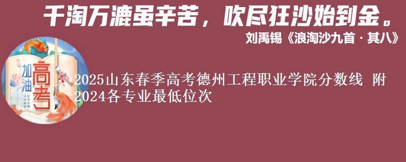 2025山東春季高考德州工程職業(yè)學(xué)院分數(shù)線 附2024各專業(yè)最低位次