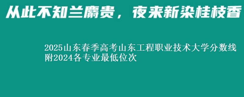 2025山東春季高考山東工程職業(yè)技術(shù)大學(xué)分?jǐn)?shù)線 附2024各專業(yè)最低位次