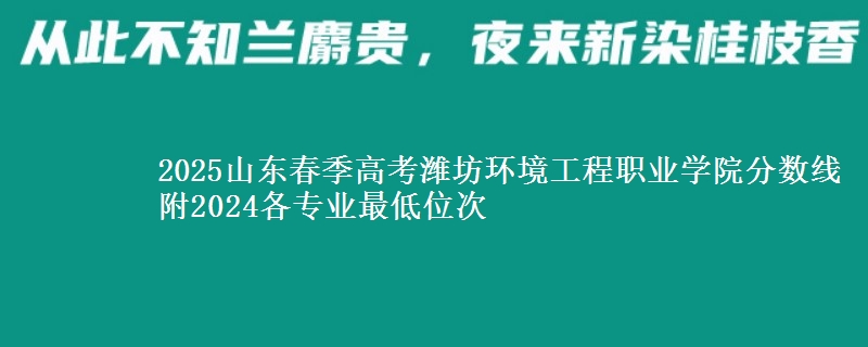 2025山東春季高考濰坊環(huán)境工程職業(yè)學(xué)院分?jǐn)?shù)線 附2024各專業(yè)最低位次