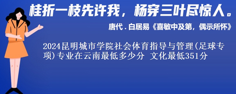 2024昆明城市學院社會體育指導與管理(足球專項)專業(yè)在云南最低多少分 文化最低351分