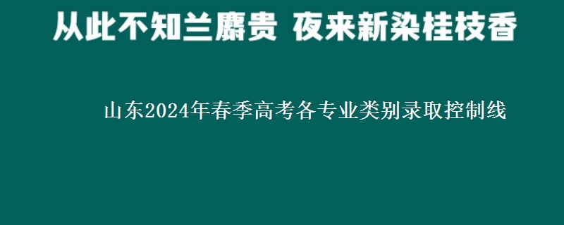 山東2024年春季高考各專業(yè)類別錄取控制線