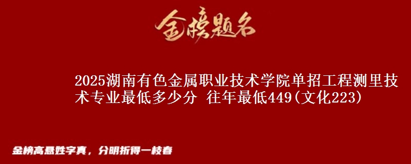 2025湖南有色金屬職業(yè)技術(shù)學(xué)院?jiǎn)握泄こ虦y(cè)里技術(shù)專業(yè)最低多少分 往年最低449(文化223)
