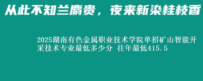 2025湖南有色金屬職業(yè)技術(shù)學(xué)院?jiǎn)握械V山智能開采技術(shù)專業(yè)最低多少分 往年最低415.5