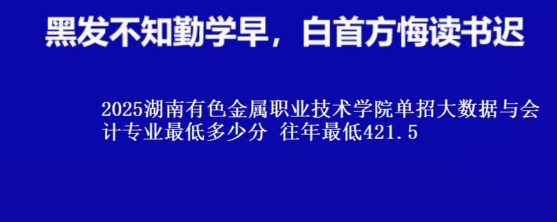 2025湖南有色金屬職業(yè)技術(shù)學(xué)院?jiǎn)握写髷?shù)據(jù)與會(huì)計(jì)專業(yè)最低多少分 往年最低421.5