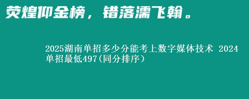 2025湖南單招多少分能考上數(shù)字媒體技術(shù) 2024單招最低497(同分排序）