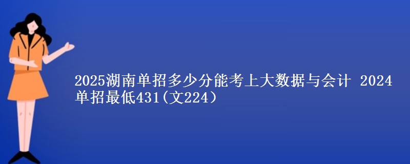 2025湖南單招多少分能考上大數(shù)據(jù)與會計 2024單招最低431(文224）