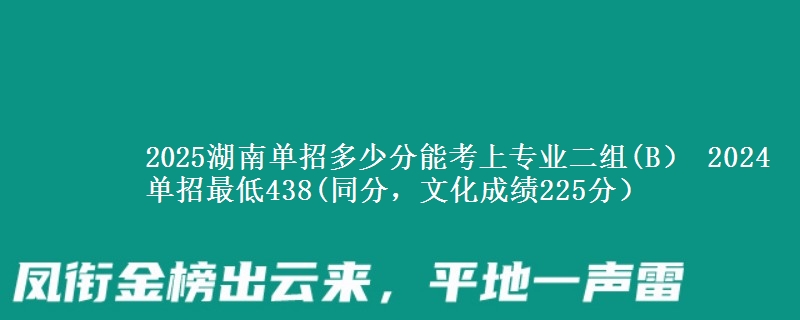 2025湖南單招多少分能考上專業(yè)二組(B） 2024單招最低438(同分，文化成績225分）