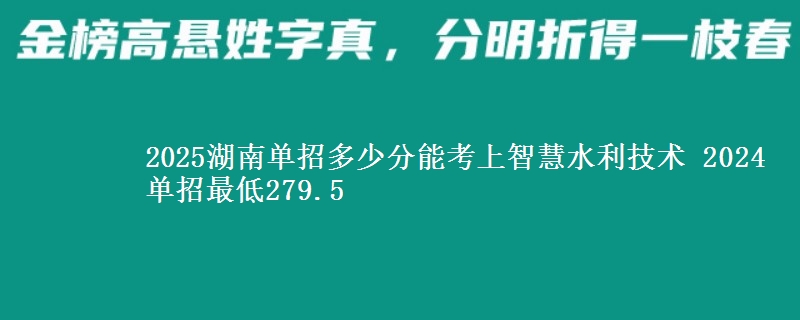 2025湖南單招多少分能考上智慧水利技術 2024單招最低279.5