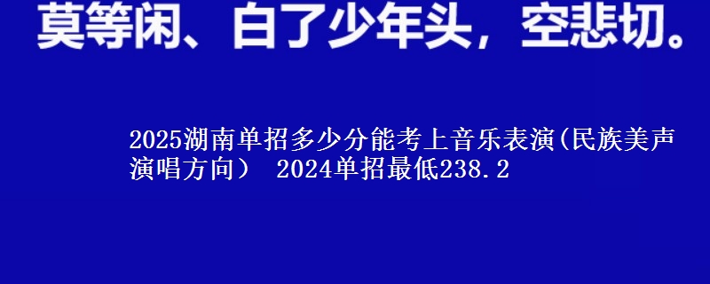 2025湖南單招多少分能考上音樂表演(民族美聲演唱方向） 2024單招最低238.2