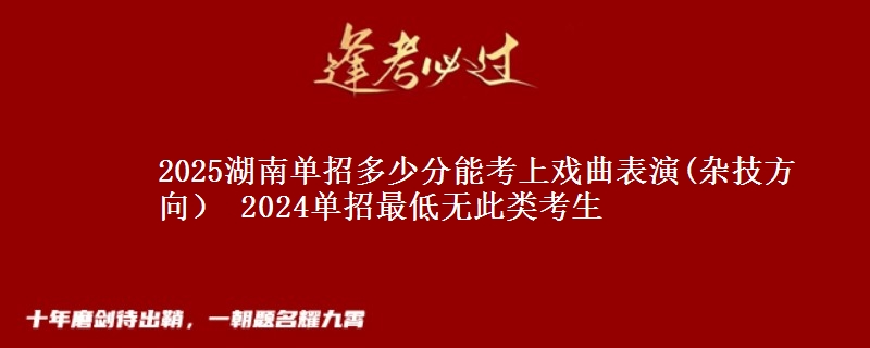 2025湖南單招多少分能考上戲曲表演(雜技方向） 2024單招最低無此類考生