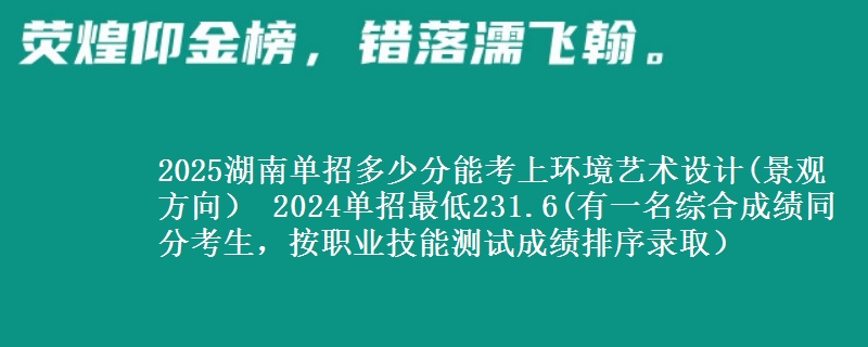 2025湖南單招多少分能考上環(huán)境藝術設計(景觀方向） 2024單招最低231.6(有一名綜合成績同分考生，按職業(yè)技能測試成績排序錄?。?   width=