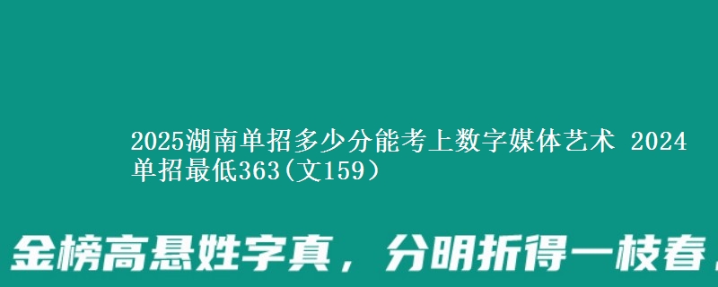 2025湖南單招多少分能考上數(shù)字媒體藝術 2024單招最低363(文159）