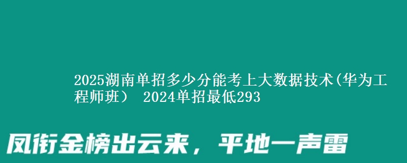 2025湖南單招多少分能考上大數(shù)據(jù)技術(華為工程師班） 2024單招最低293
