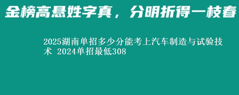 2025湖南單招多少分能考上汽車制造與試驗技
術(shù) 2024單招最低308