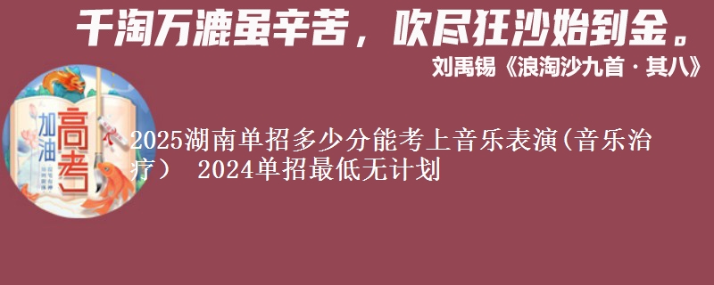2025湖南單招多少分能考上音樂表演(音樂治療） 2024單招最低無(wú)計(jì)劃