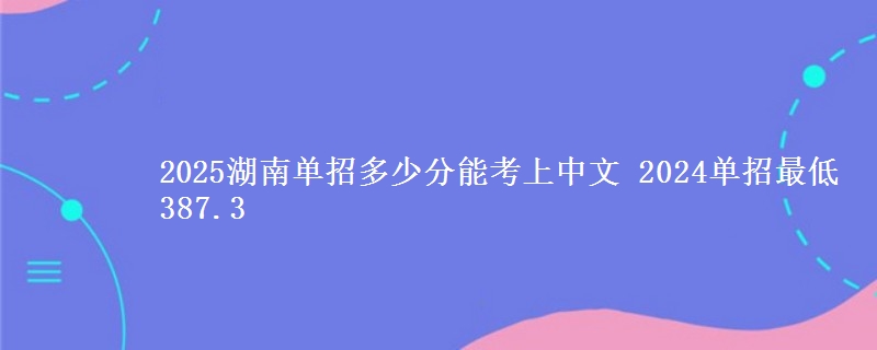 2025湖南單招多少分能考上中文 2024單招最低387.3