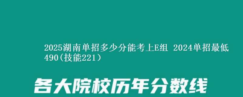2025湖南單招多少分能考上E組 2024單招最低490(技能221）