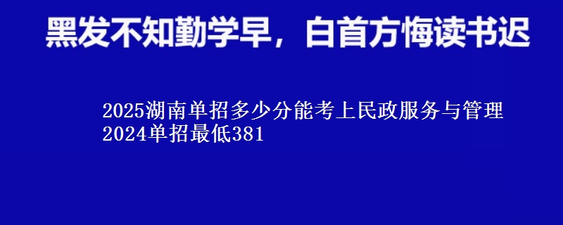 2025湖南單招多少分能考上民政服務(wù)與管理 2024單招最低381