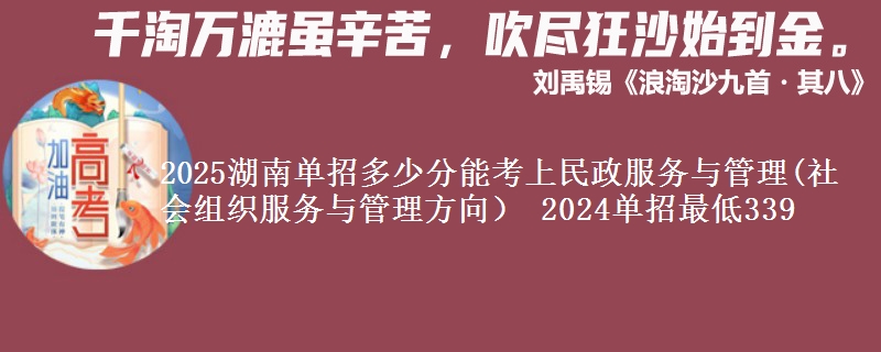 2025湖南單招多少分能考上民政服務(wù)與管理(社會組織服務(wù)與管理方向） 2024單招最低339