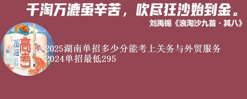 2025湖南單招多少分能考上關(guān)務(wù)與外貿(mào)服務(wù) 2024單招最低295
