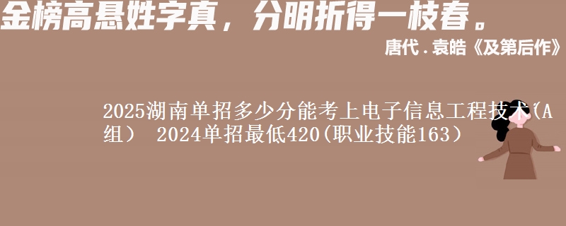 2025湖南單招多少分能考上電子信息工程技術(shù)(A組） 2024單招最低420(職業(yè)技能163）