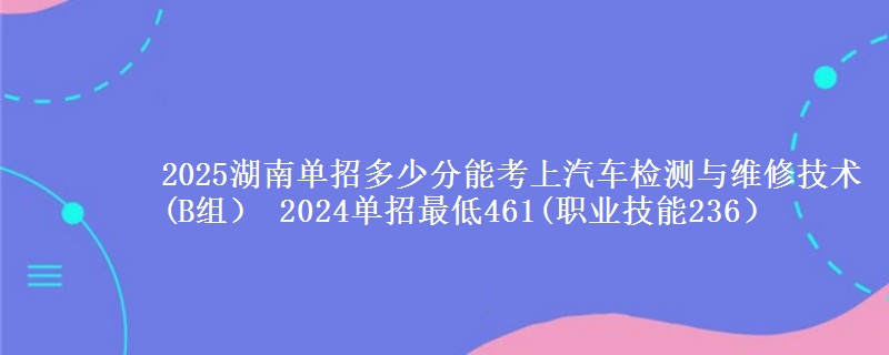 2025湖南單招多少分能考上汽車檢測與維修技術(shù)(B組） 2024單招最低461(職業(yè)技能236）