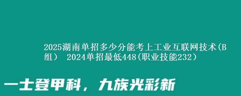 2025湖南單招多少分能考上工業(yè)互聯(lián)網(wǎng)技術(shù)(B組） 2024單招最低448(職業(yè)技能232）