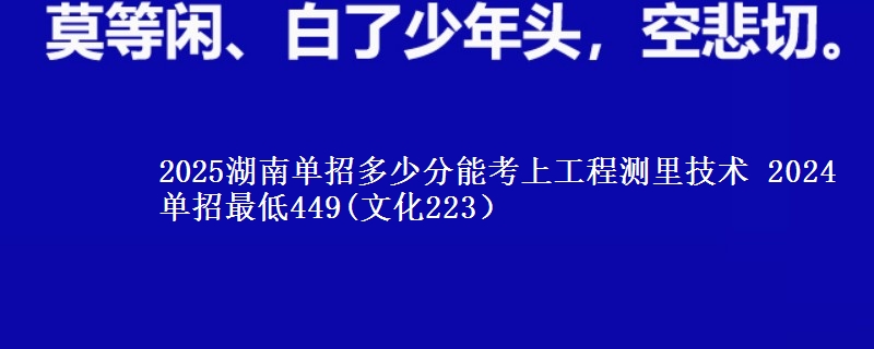 2025湖南單招多少分能考上工程測里技術(shù) 2024單招最低449(文化223）