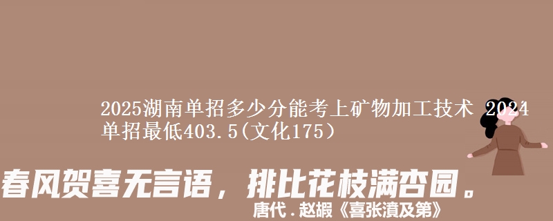 2025湖南單招多少分能考上礦物加工技術(shù) 2024單招最低403.5(文化175）