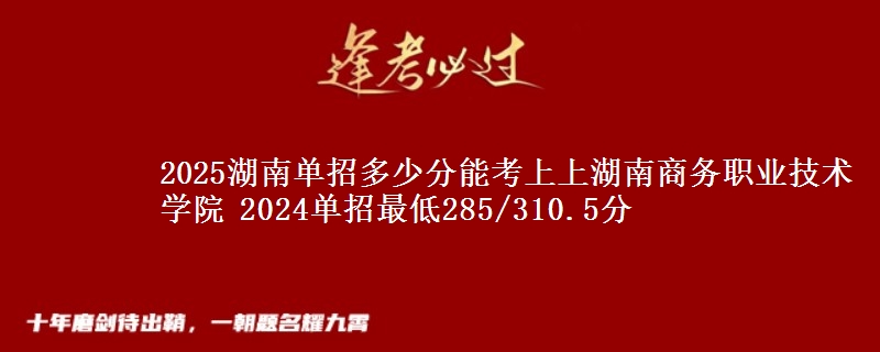 2025湖南單招多少分能考上上湖南商務職業(yè)技術學院 2024單招最低285/310.5分