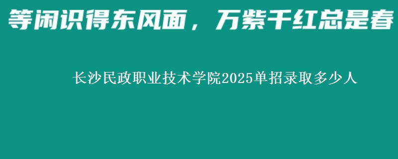 長沙民政職業(yè)技術學院2025單招錄取多少人