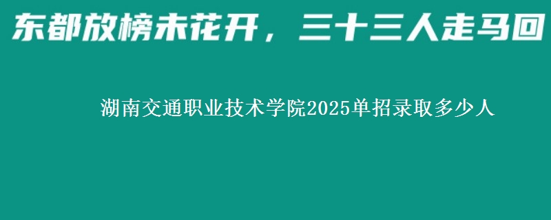 湖南交通職業(yè)技術學院2025單招錄取多少人