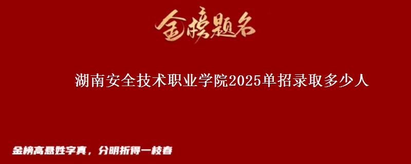 湖南安全技術(shù)職業(yè)學(xué)院2025單招錄取多少人