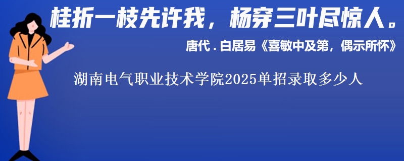 湖南電氣職業(yè)技術(shù)學(xué)院2025單招錄取多少人