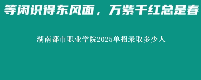 湖南都市職業(yè)學(xué)院2025單招錄取多少人