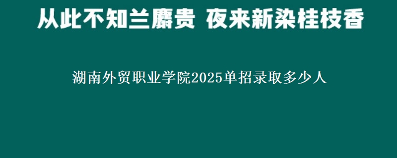湖南外貿(mào)職業(yè)學(xué)院2025單招錄取多少人
