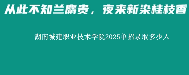 湖南城建職業(yè)技術(shù)學(xué)院2025單招錄取多少人