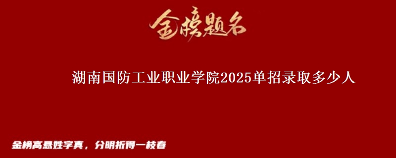 湖南國防工業(yè)職業(yè)學院2025單招錄取多少人
