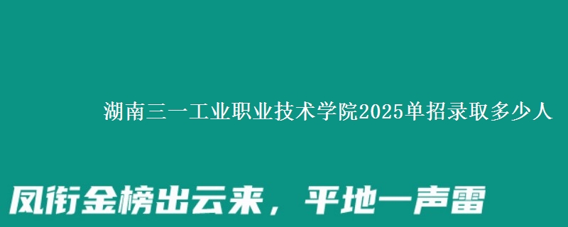 湖南三一工業(yè)職業(yè)技術學院2025單招錄取多少人