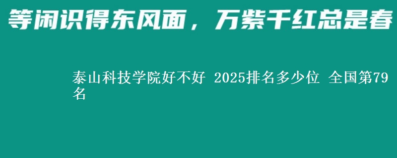 泰山科技學(xué)院好不好 2025排名多少位 全國(guó)第79名