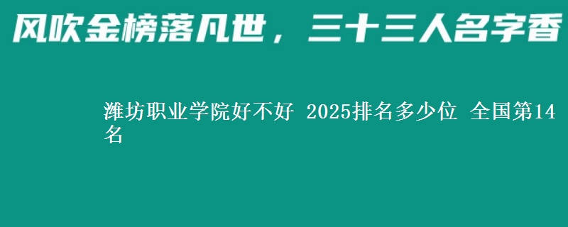 濰坊職業(yè)學(xué)院好不好 2025排名多少位 全國(guó)第14名