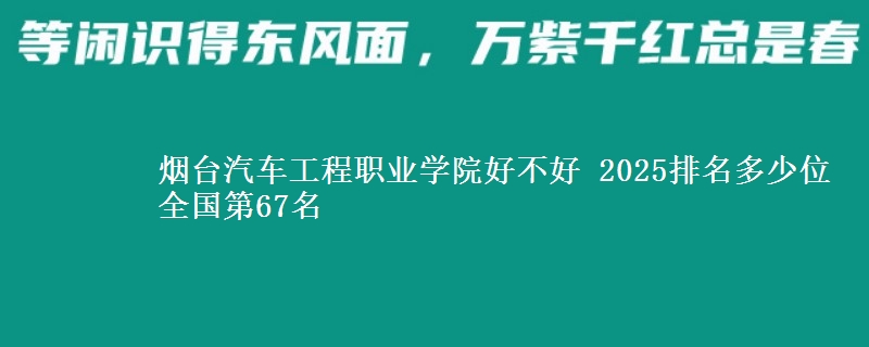 煙臺汽車工程職業(yè)學(xué)院好不好 2025排名多少位 全國第67名