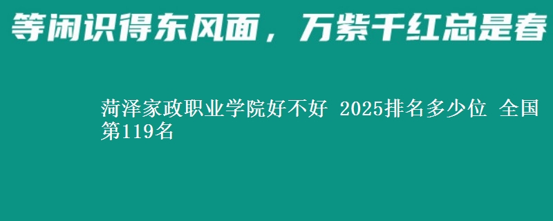 菏澤家政職業(yè)學(xué)院好不好 2025排名多少位 全國第119名