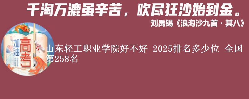 山東輕工職業(yè)學(xué)院好不好 2025排名多少位 全國第258名