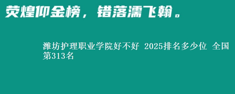 濰坊護理職業(yè)學(xué)院好不好 2025排名多少位 全國第313名